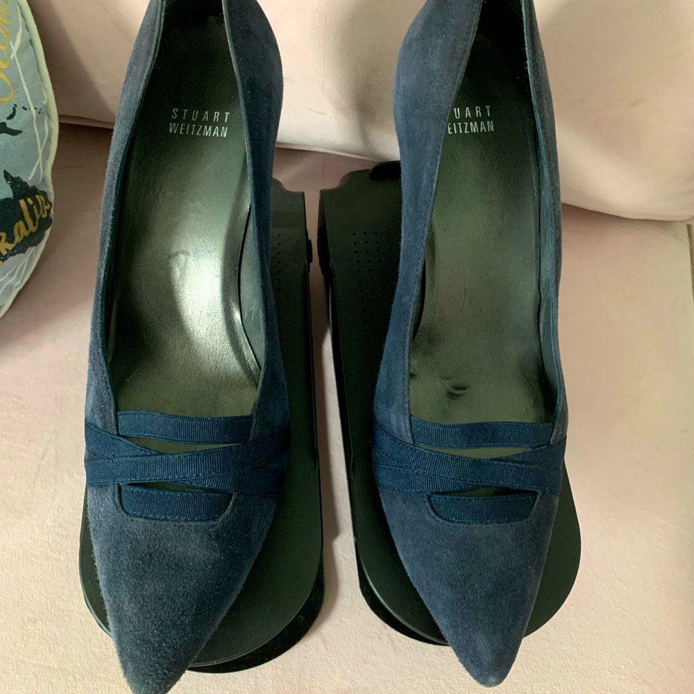 Stuart Weitzman Navy Blue Suede Pumps, Size 9.5 W